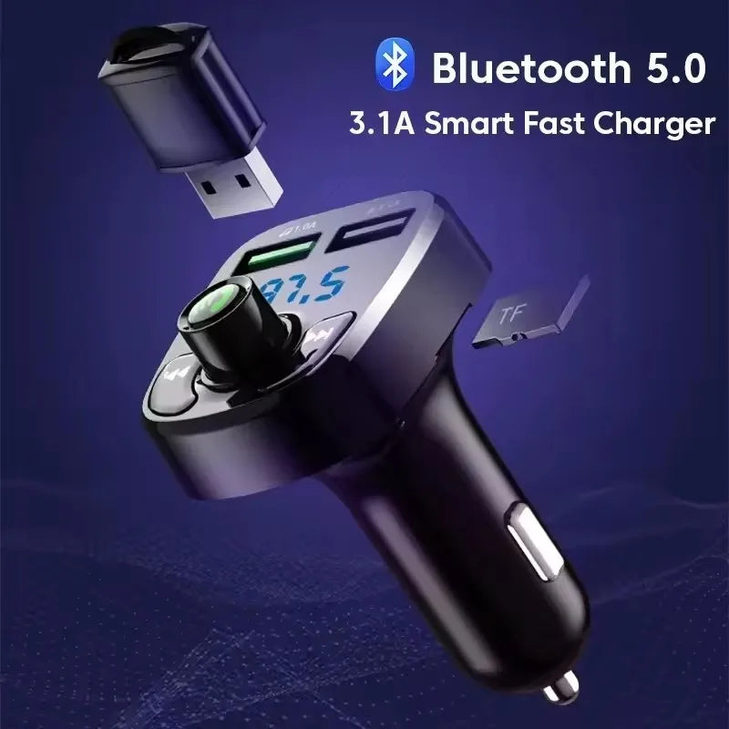 LED MP3 Car Bluetooth FM Hands-Free Bluetooth-compaitable 5.0 Transmitter 3.1A QC3.0 PD Type C Dual USB Kit Charger