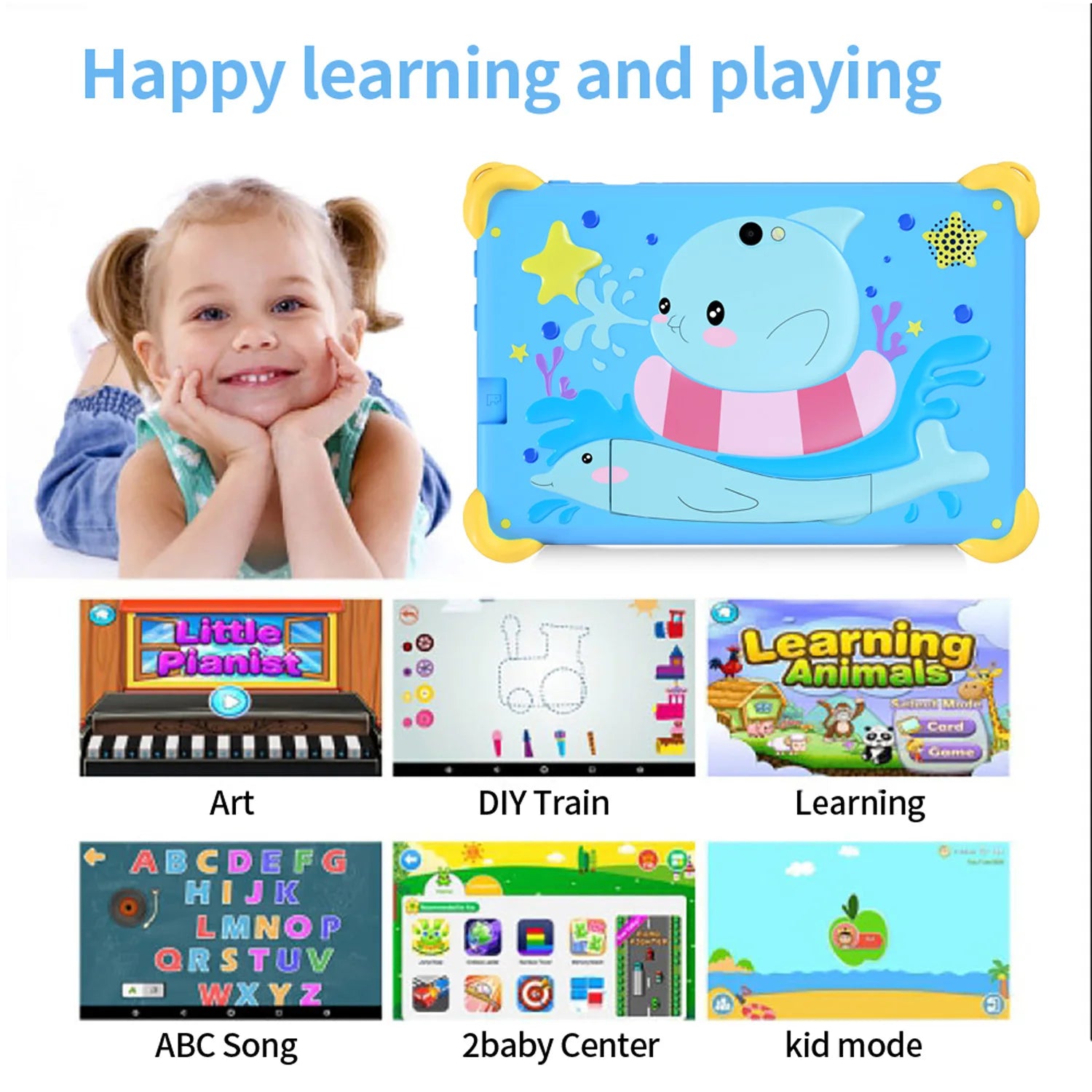 2025 New 7 Inch Cartoon Pattern Kids’ tablets Quad Core 4GB RAM 64GB ROM 5G WiFi Learning Education Games Tablet