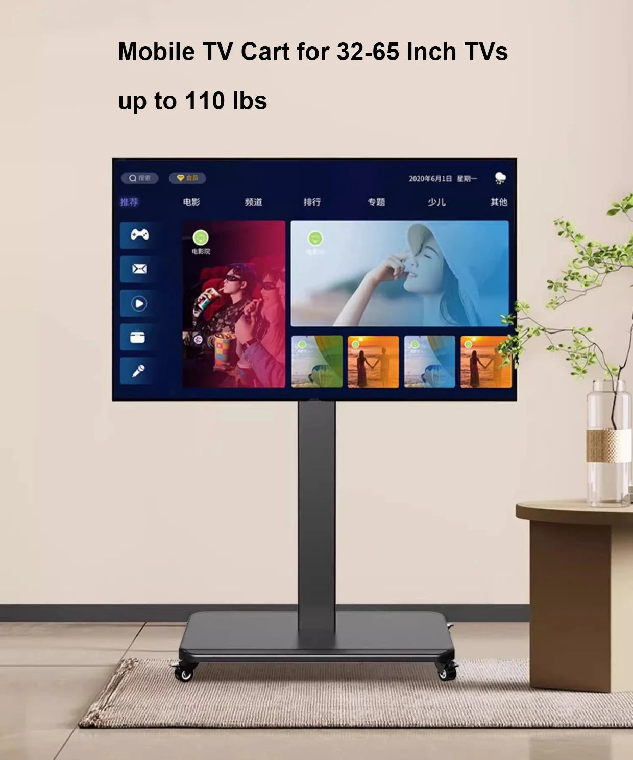 Floor TV Stand with Power Outlet Universal for 26-65 inch TVs up to 110 lbs Height Adjustable Swivel