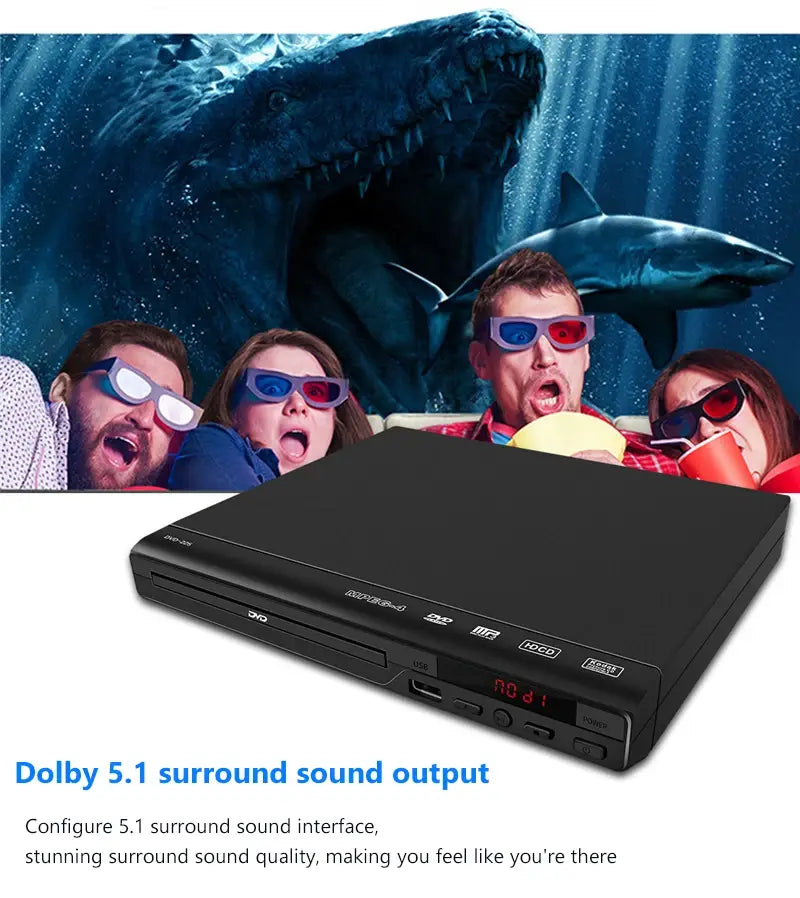 DVD Player High-defination 1080P Home Box For TV All Region Free CD-Discs AV-Output Built-in MIC-port