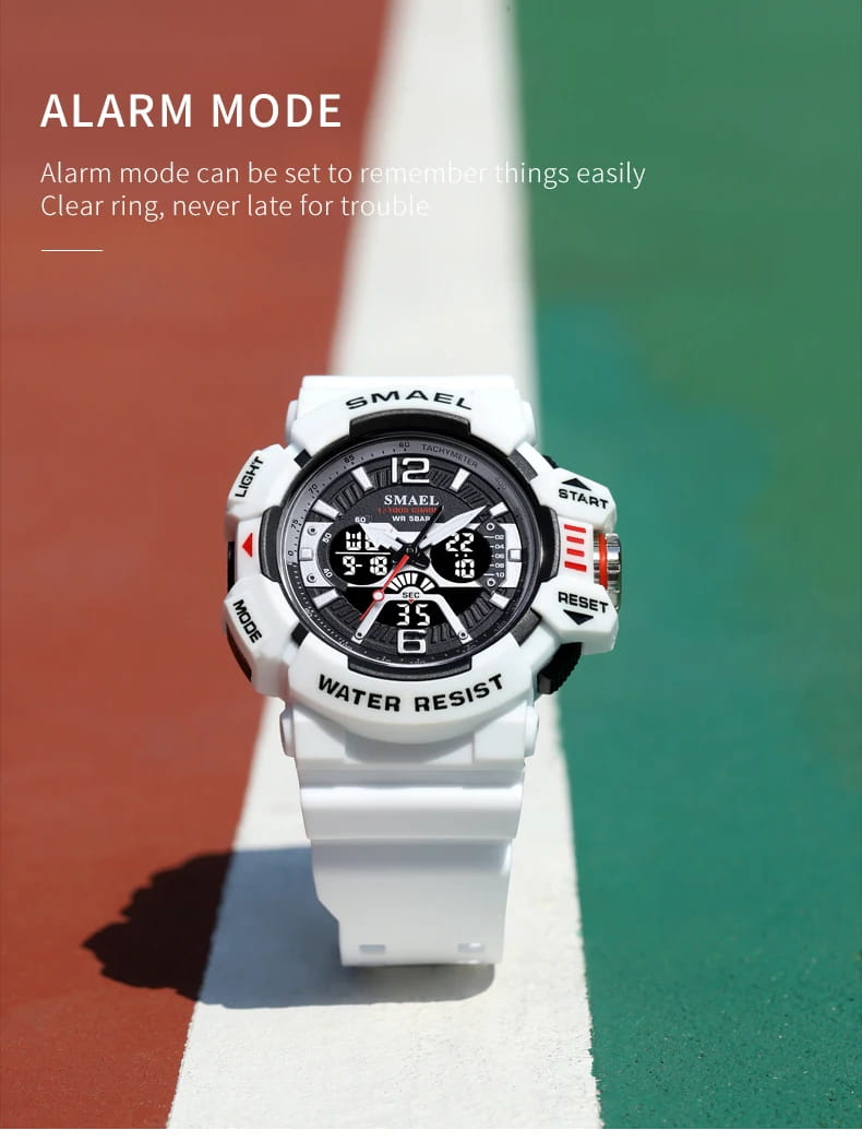 Sport Watch Men SMAEL 50M Waterproof Wristwatches Dual Time Display Multi-function Sports Clocks 8065 Mens Watches