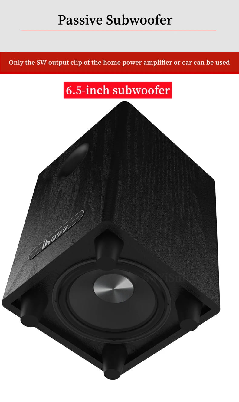 100W Wooden Desktop Passive Heavy Duty Subwoofer 6.5 Inch Horn Caixa De Som Need To Match Home Amp Or Powered Speakers