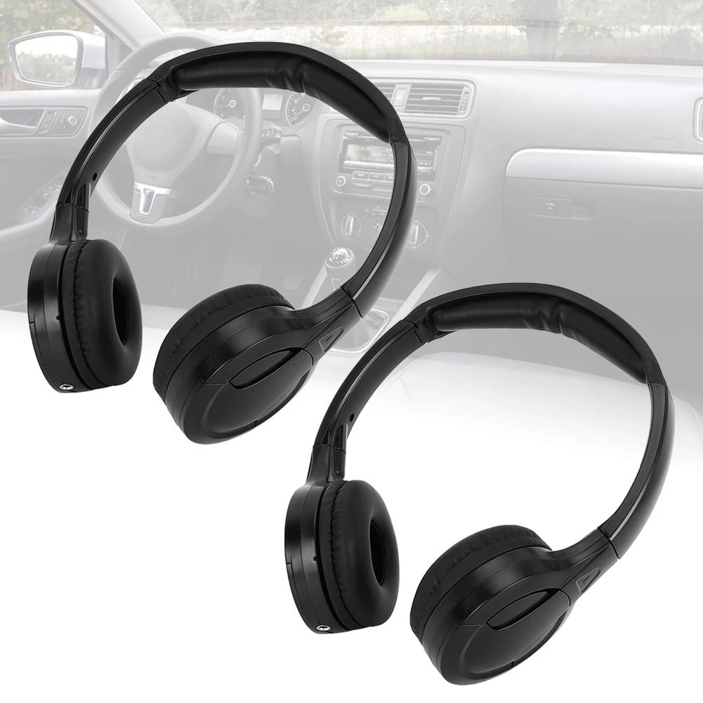 2 Channel Cordless Infrared IR Stereo Audio Headphone Earphone for Car Headrest DVD