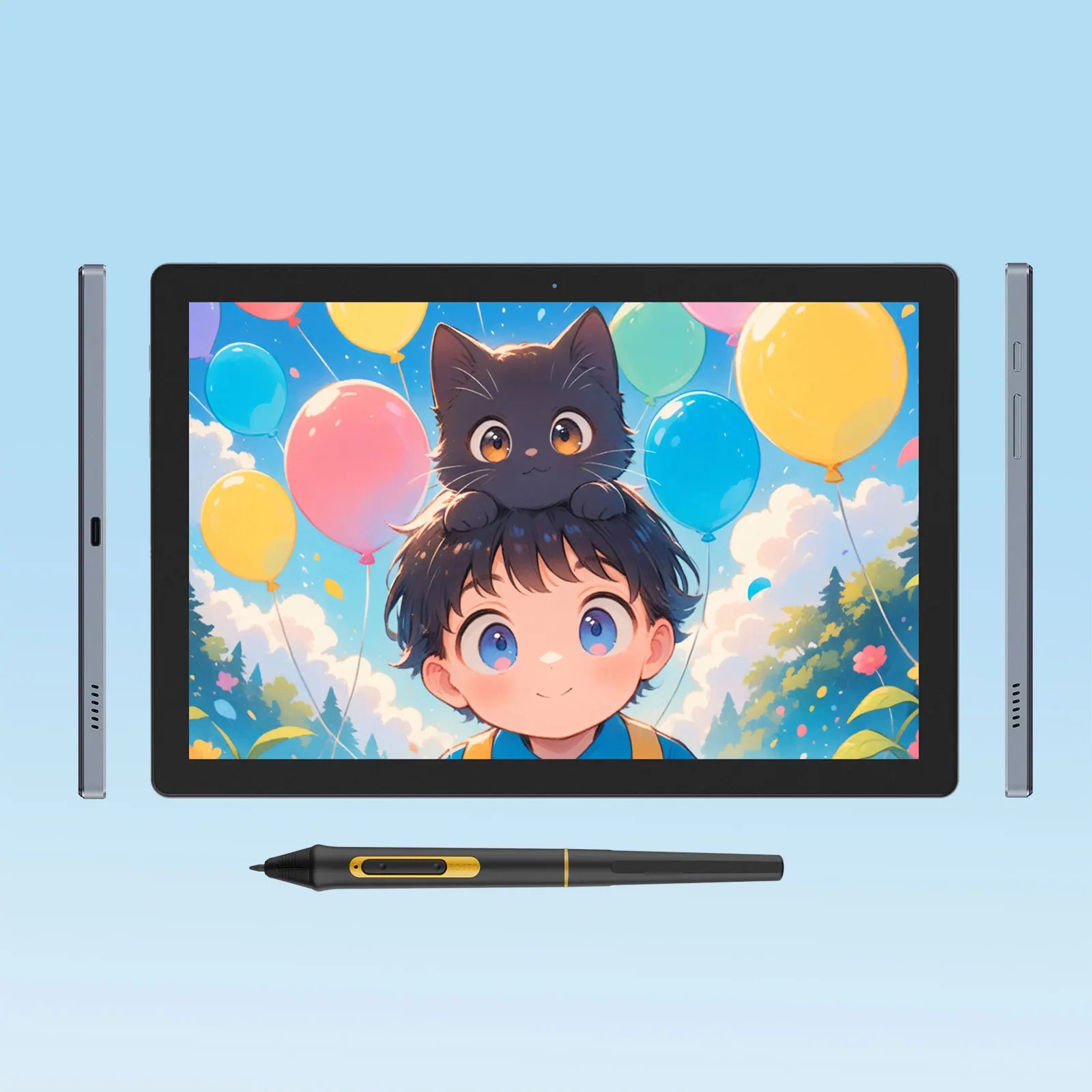 BOSTO BT-101A Portable Graphics Drawing Tablet 10.1 Inch IPS Screen Display with Finger Touch Anti-glare 16384 Pressure
