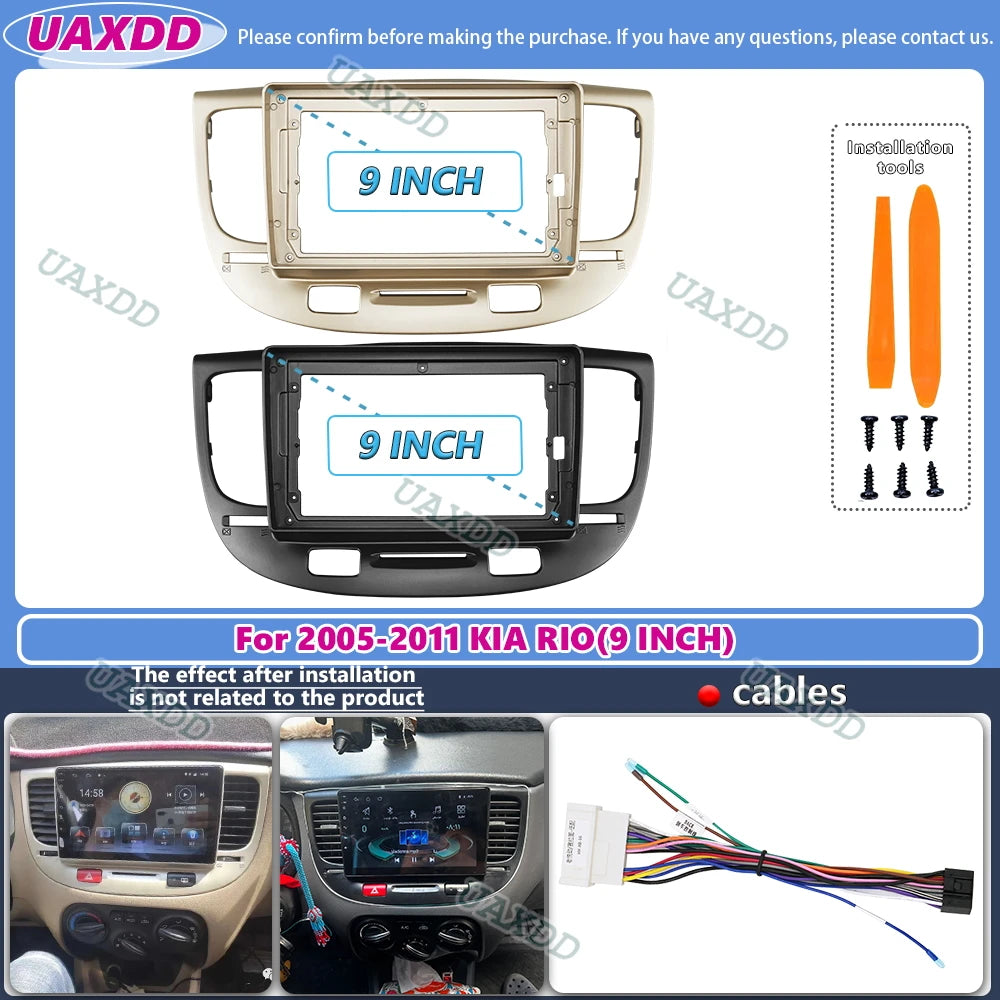 Car Frame for Kia Rio2 Rio 2 2005 06 07 08 09 10 2011 Stereo Refurbishment Dashboard Accessories 9Inch Band Panel