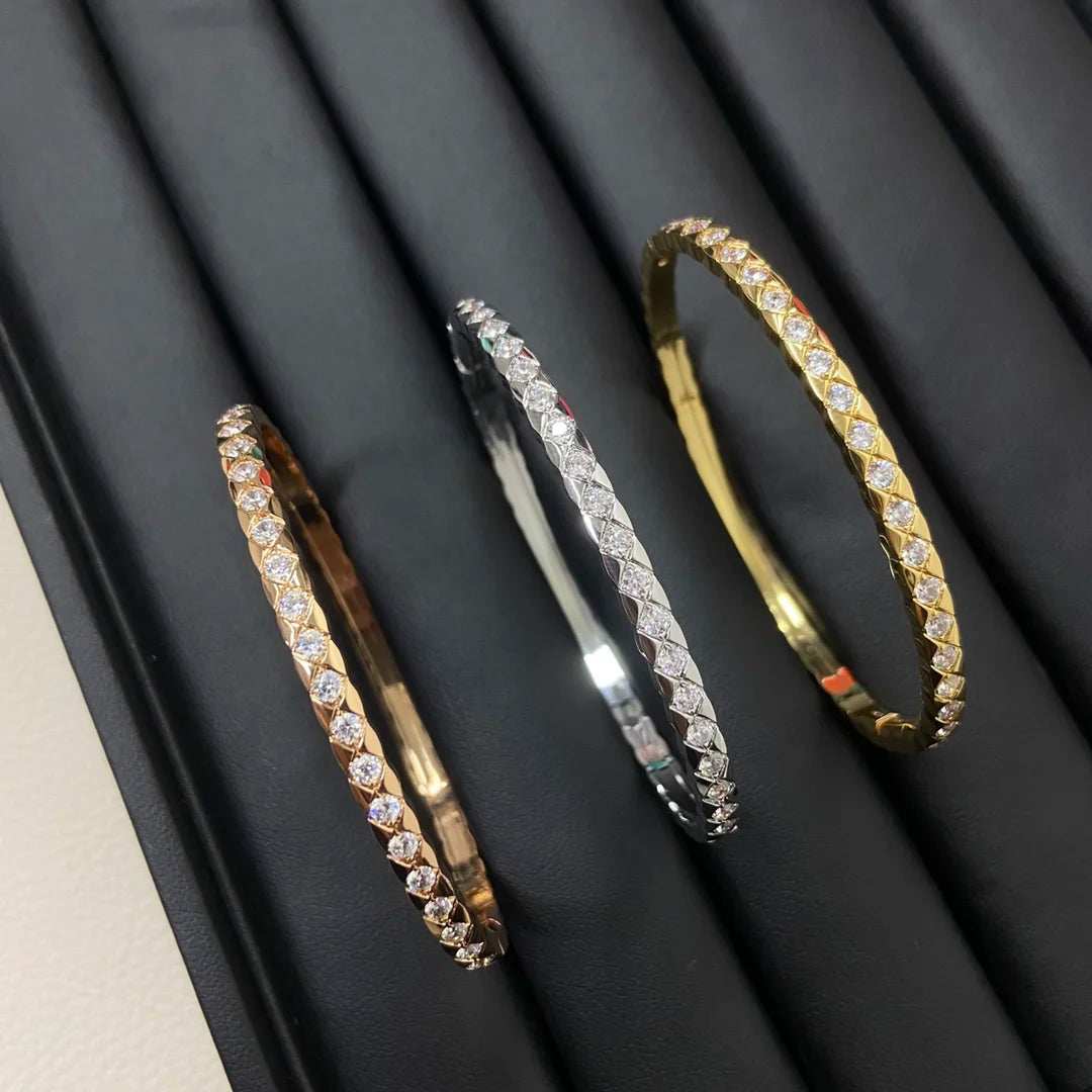 2025 new full diamond narrow version Rhomb bracelet simple light luxury for women’s delicate high quality jewelry gifts