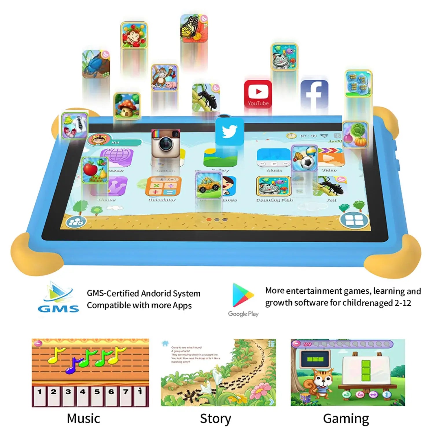 2025 New 7 Inch Cartoon Pattern Kids’ tablets Quad Core 4GB RAM 64GB ROM 5G WiFi Learning Education Games Tablet