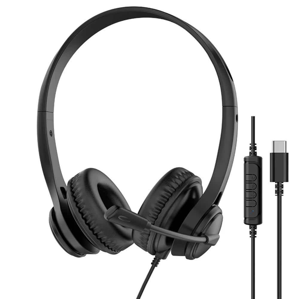 Wired USB Headset Call Center Headphones with Microphone Noise Cancelling Over Gaming 3.5MM For Compute