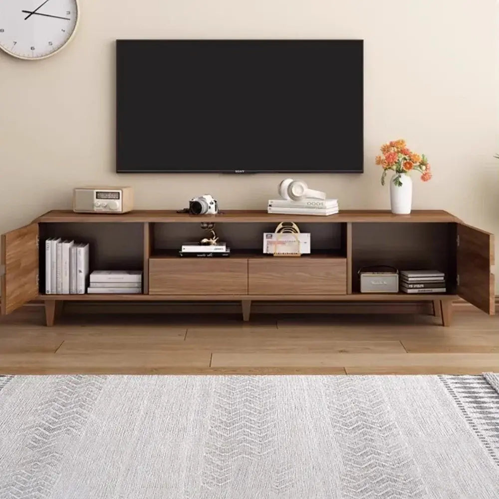 Modern mueble para storage tv stand retro glamour with wooden compartments