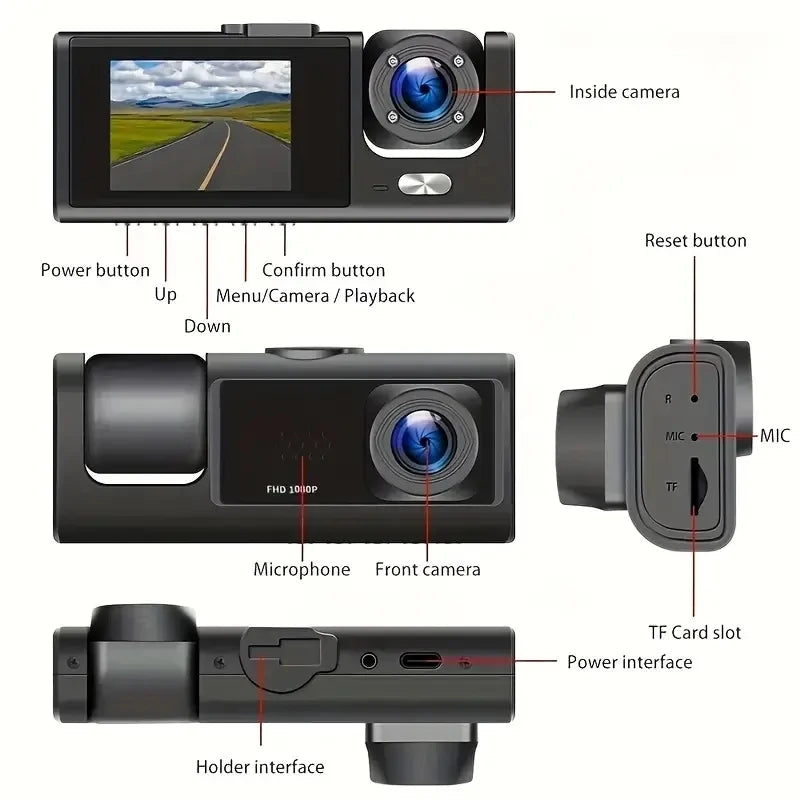 1080P Car Dvr 2/3 Camra Dash Cam for Cars Camera Vehicle Recorder Video Front Optional Rear Night Vision Dashcam