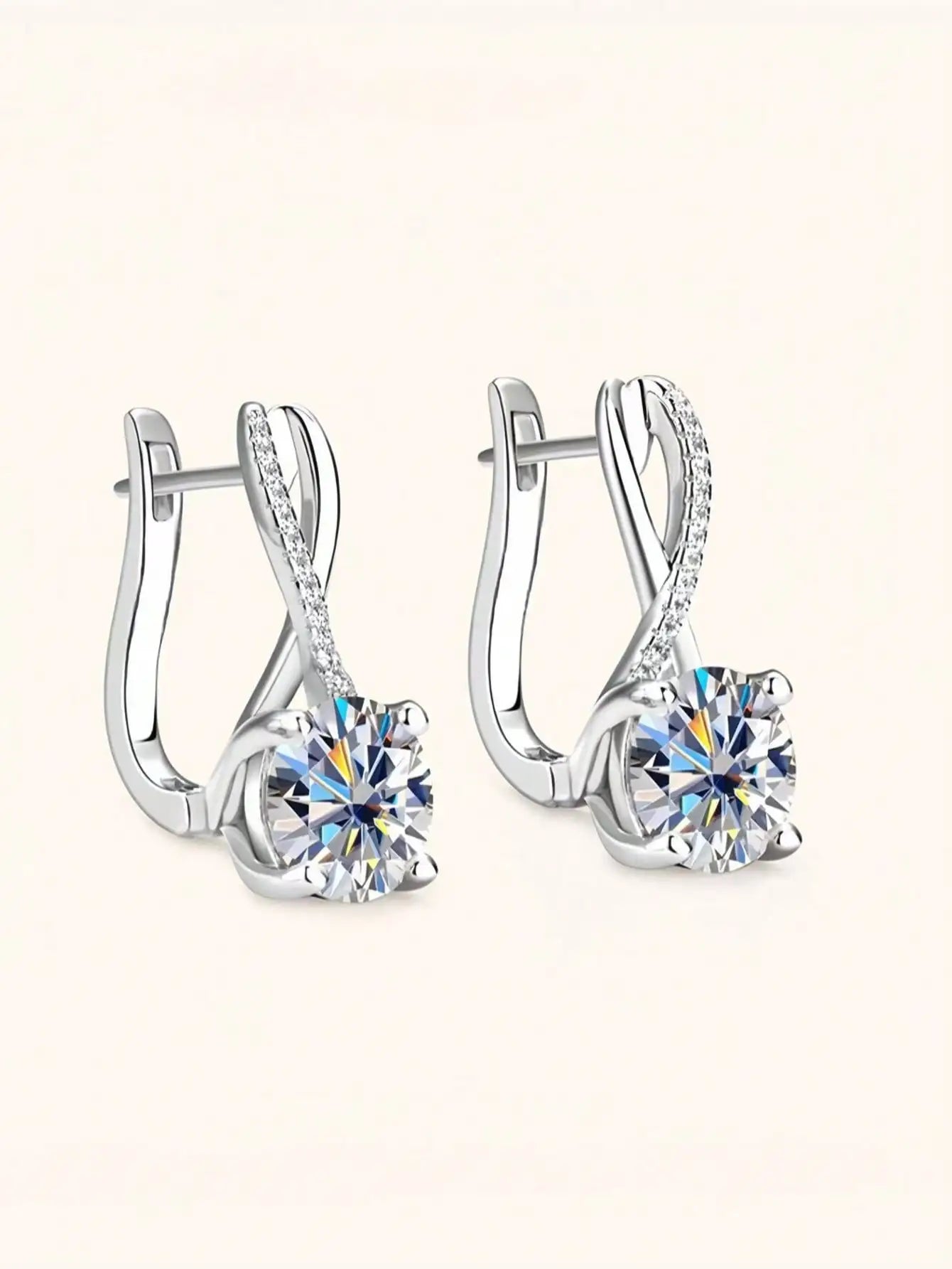 Sterling silver women’s small and exquisite sterling earrings zircon earbuds main diamond 1ct suitable for fashionable