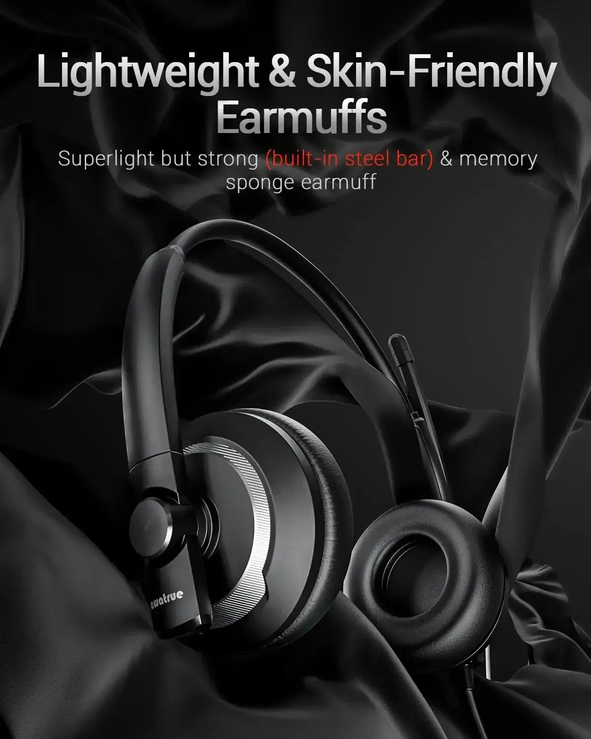 AWATRUE EH05 Wired USB Headset with Microphone Noise Cancelling Lightweight in-Line Control Enhanced Sound for PC Laptop