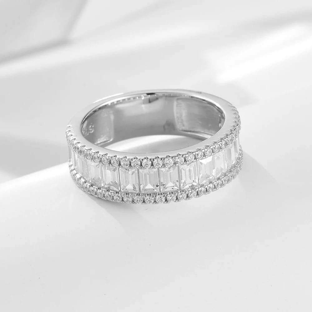 Wedding ring Set 925 silver jewelry wholesale fine Micro Inlaid Zircon Engagement Eternity Band rings women