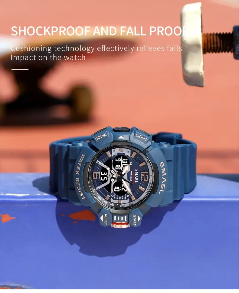 Sport Watch Men SMAEL 50M Waterproof Wristwatches Dual Time Display Multi-function Sports Clocks 8065 Mens Watches