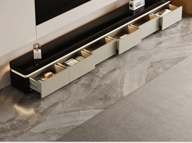 Elegant Space Saving TV Stand Eco Friendly Materials Sustainable Modern Aesthetics Sliding Doors Living Room Furniture