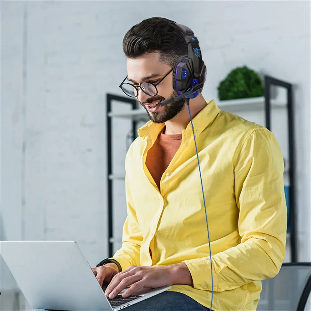 Wired Gaming Headphones With LED Light Noise-cancelling Gamer Headset Microphone for PC Computer Laptop For PS4 PS5 Xbox