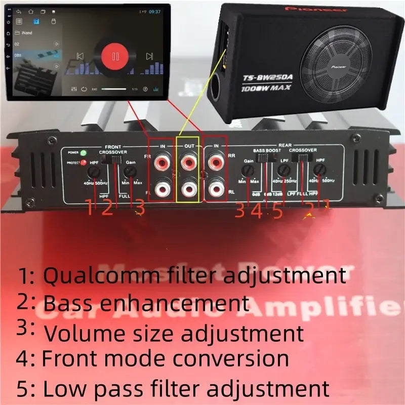 2800W5800W Car Audio Amplifier Four-Channel Is Suitable for Modified Subwoofer