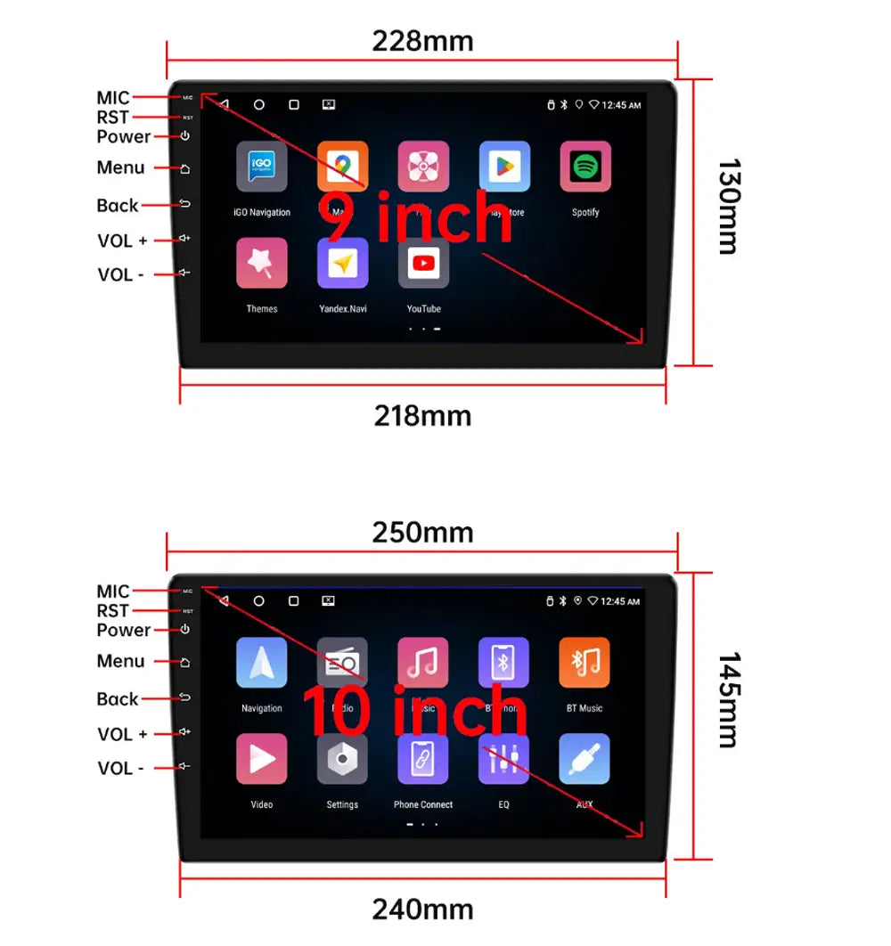 7/9/10 inch Universal Android 13 Car Radio 32G/64G