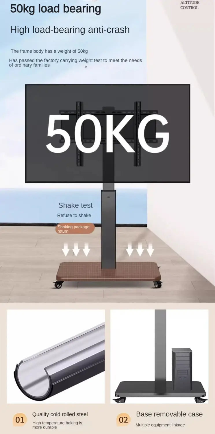 Floor TV Stand with Power Outlet Universal for 26-65 inch TVs up to 110 lbs Height Adjustable Swivel