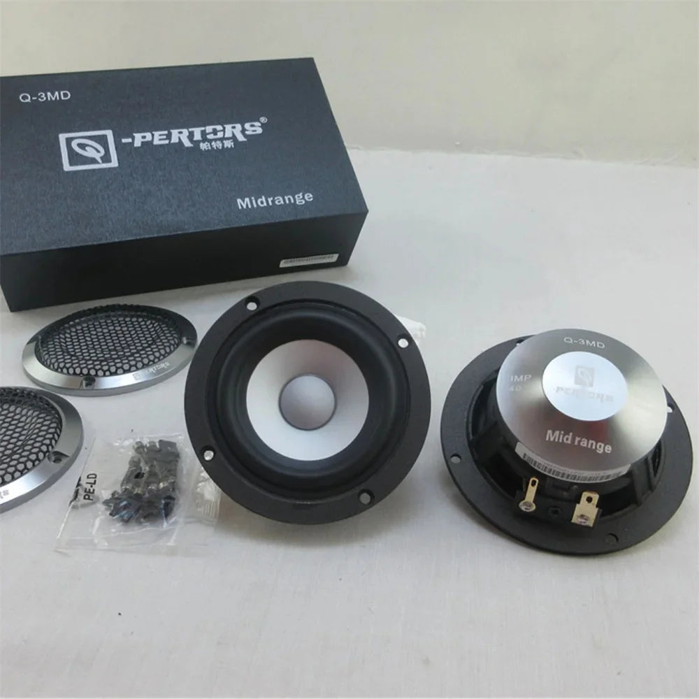 2PCS Car Audio Center 3.5’’ Inch 3 Midrange Speaker Three-way QP Titanium Color