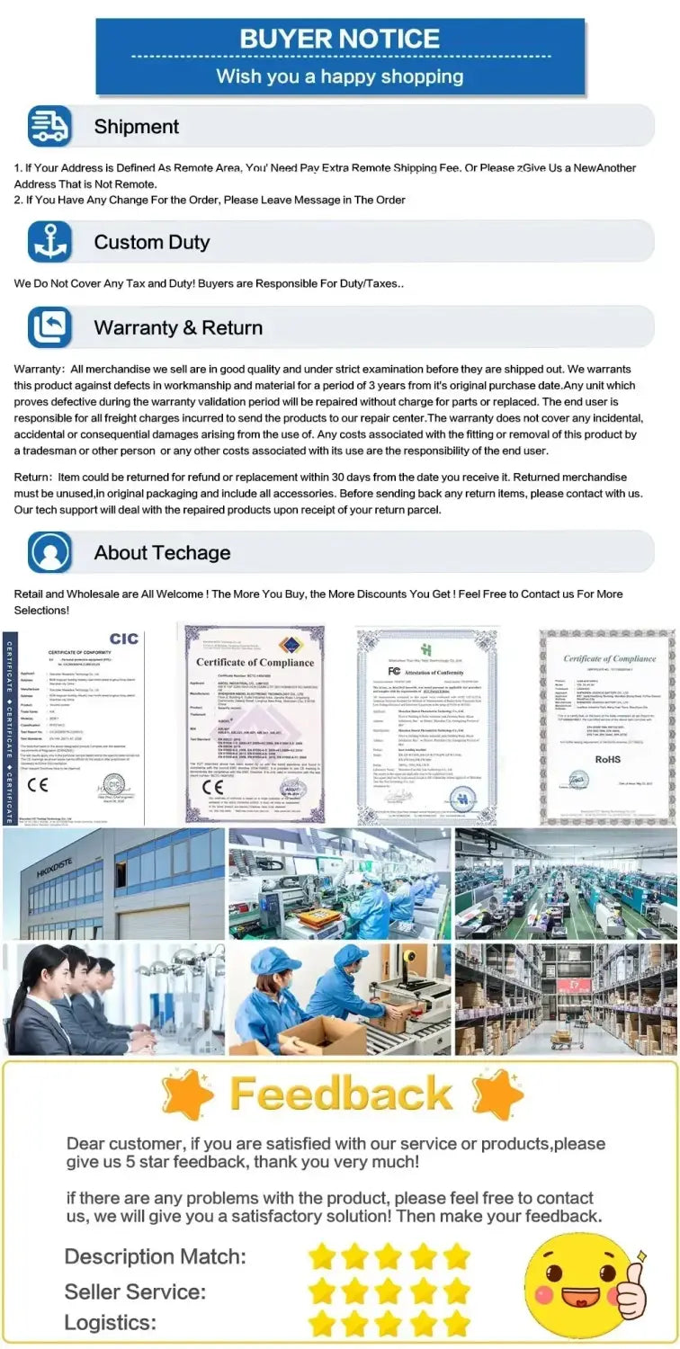 3 Channel Car DVR UHD 4K Dash Cam Buyer Notice with Shipment and Warranty Details