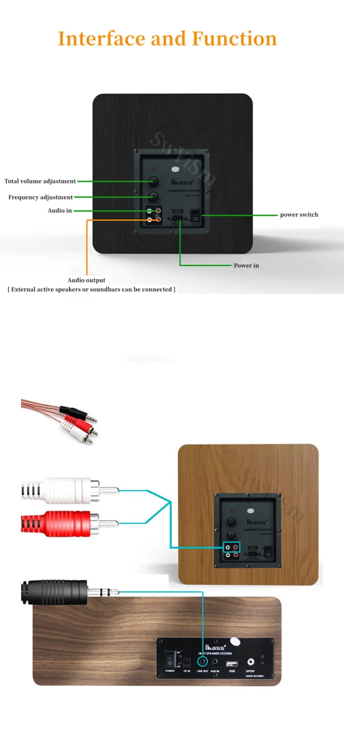100W Wooden Desktop Passive Heavy Duty Subwoofer 6.5 Inch Horn Caixa De Som Need To Match Home Amp Or Powered Speakers