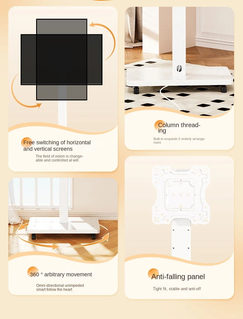 Rolling TV Stand for 10-43 Inch TVs PC Portable Mobile Cart on Wheels Universal Floor Stands with Swivel Mount Fit