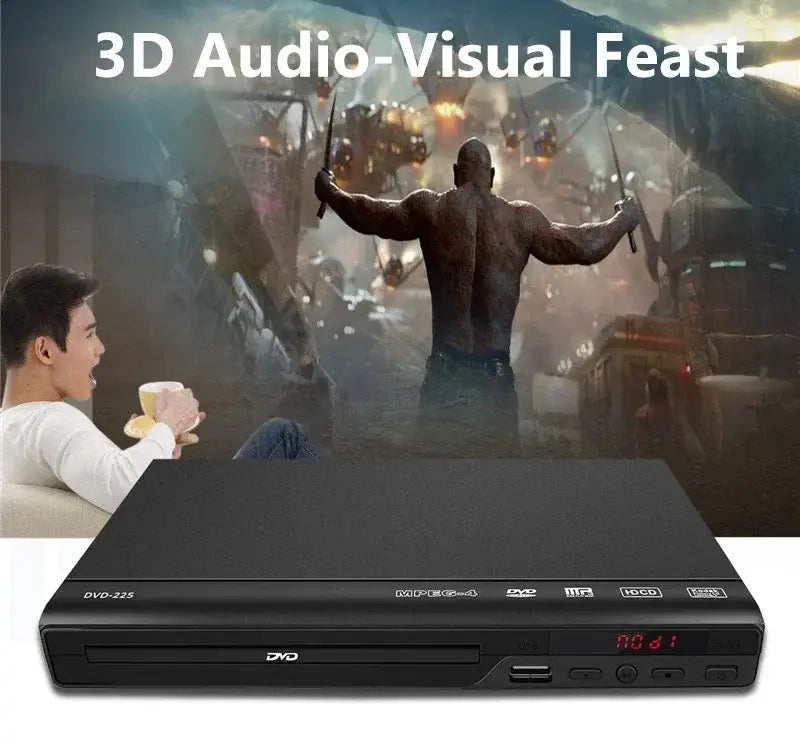 DVD Player 1080P Home Players Full HD Multimedia Digital TV Disc Support CD MP3 MP4 RW VCD Theatre System