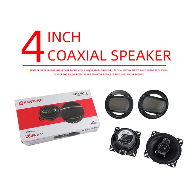 2pcs (2X280W) 560W Premium 4-Inch HiFi Car Speakers - HD Audio 4.0 Surround App Control Universal Flush Mount