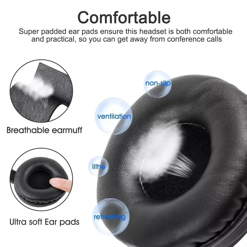 Wired USB Headset Call Center Headphones with Microphone Noise Cancelling Over Gaming 3.5MM For Compute