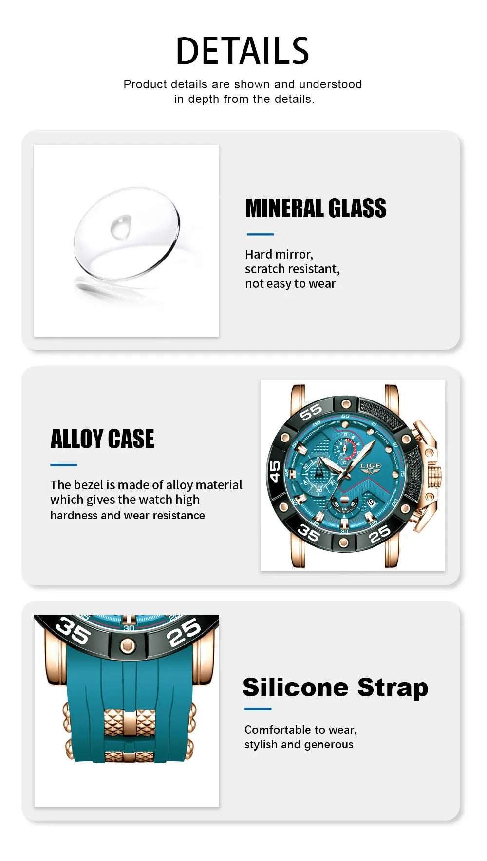 LIGE Mens Watches Top Brand Luxury Big Dial Watch Men Silicone Military Sports Waterproof Quartz For Relogio Masculino