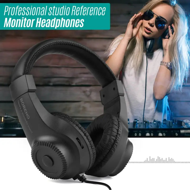 Wired Stereo Monitor Headphones Over-ear Headset with 50mm Driver 6.5mm Plug for Guitar Amplifier Electric Piano Audio