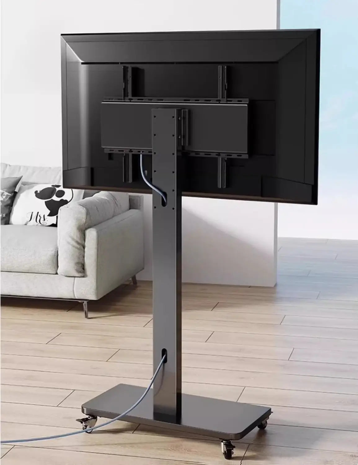Floor TV Stand with Power Outlet Universal for 26-65 inch TVs up to 110 lbs Height Adjustable Swivel