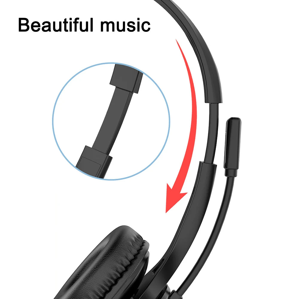 Wired USB Headset Call Center Headphones with Microphone Noise Cancelling Over Gaming 3.5MM For Compute