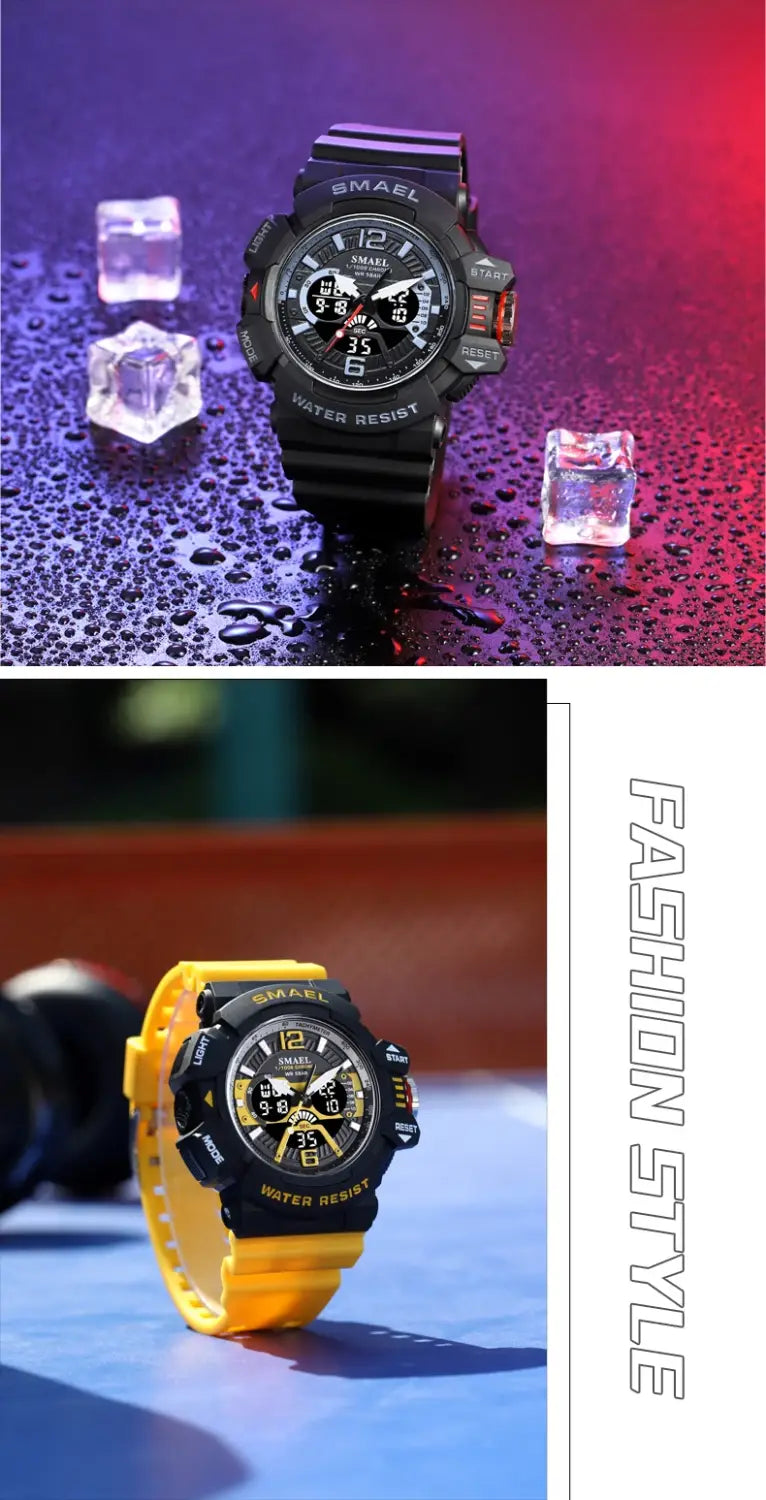 Sport Watch Men SMAEL 50M Waterproof Wristwatches Dual Time Display Multi-function Sports Clocks 8065 Mens Watches