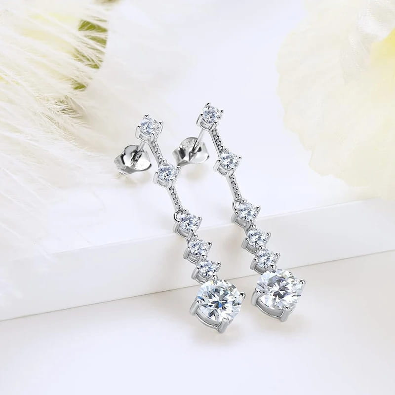 Moissanite Dangle Earrings For Women 3ct a Pair D Color VVS1 Diamond Long Tassel Ear Drops 925 Sterling Silver Fine