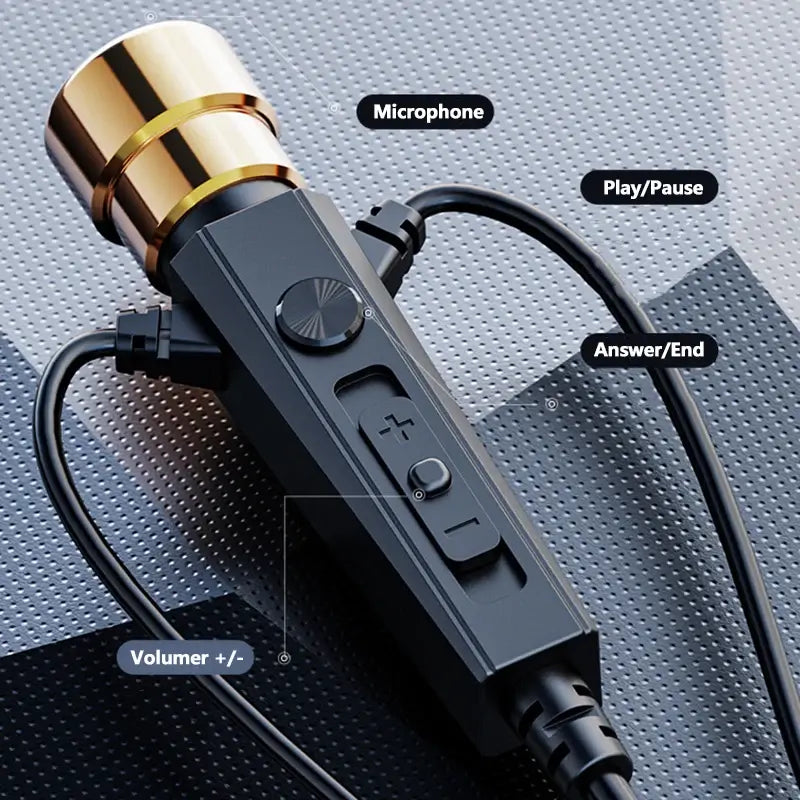 Karaoke HiFi Wired Headphones With Mic Singing Living Headset 3.5mm AUX Heavy Bass Noice Cancelling Earphone 1.2M 3M