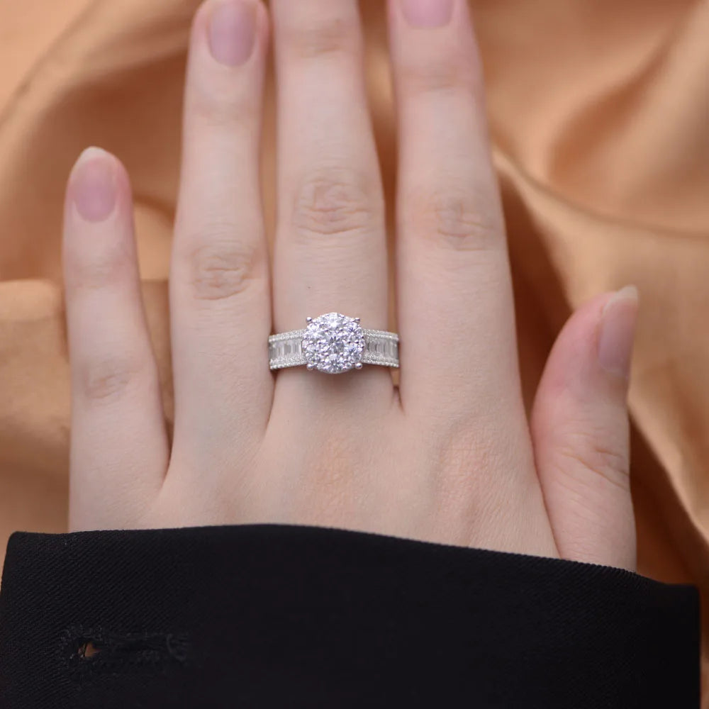 Wedding ring Set 925 silver jewelry wholesale fine Micro Inlaid Zircon Engagement Eternity Band rings women