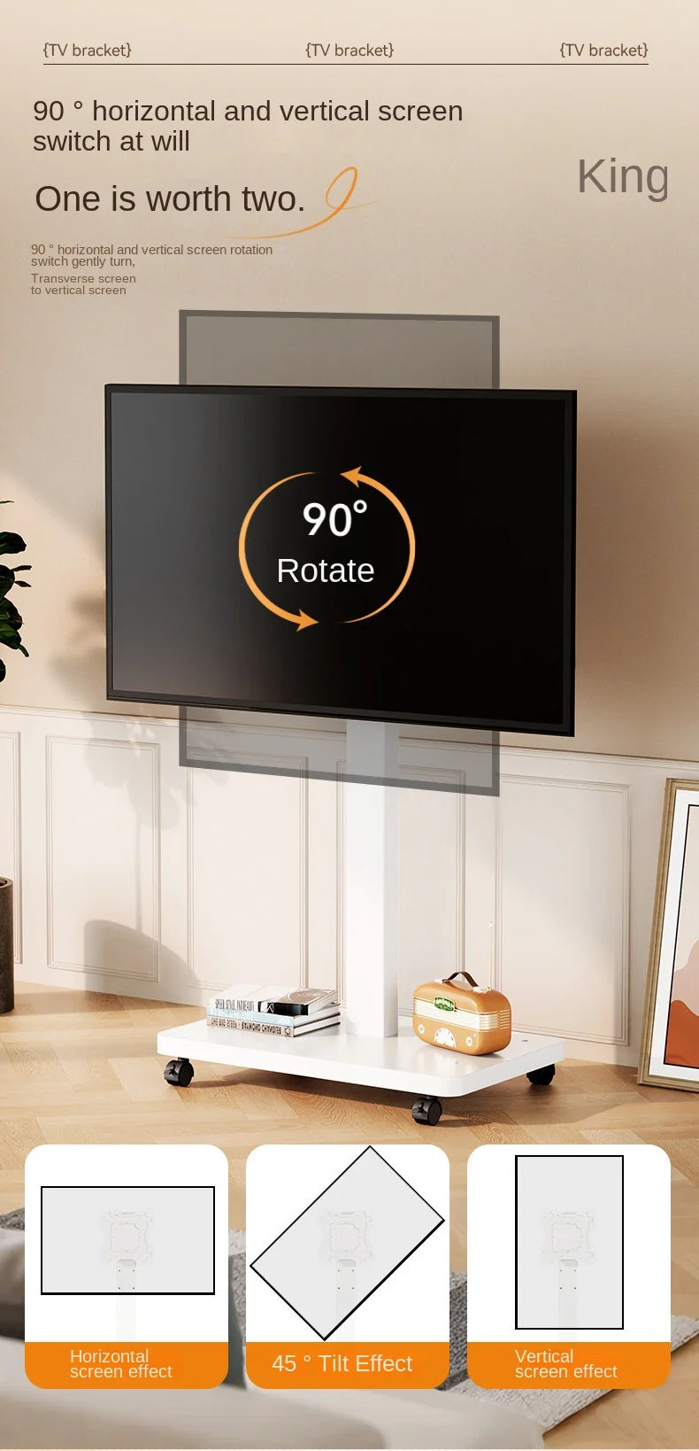 Rolling TV Stand for 10-43 Inch TVs PC Portable Mobile Cart on Wheels Universal Floor Stands with Swivel Mount Fit