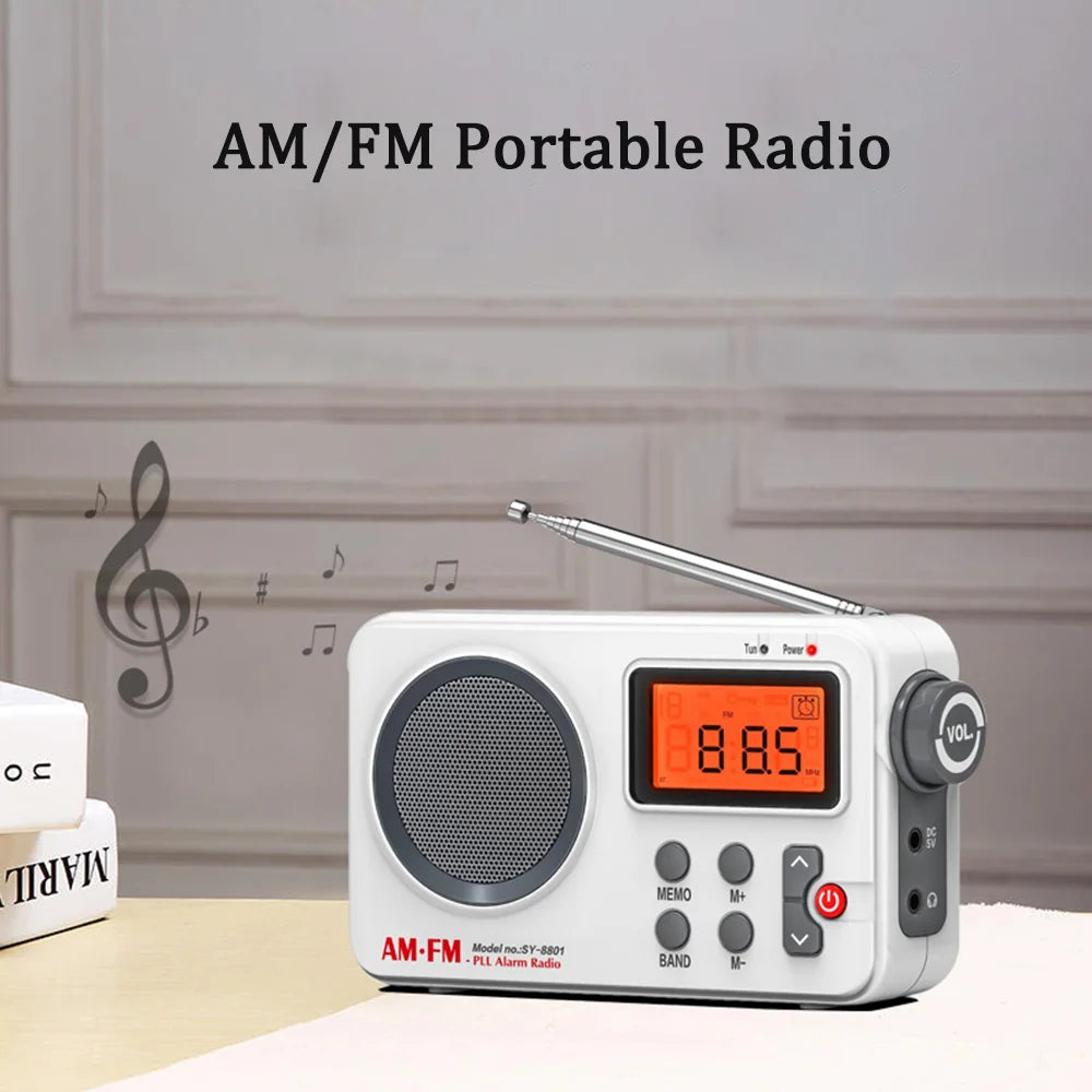 Portable Radio AM FM Audio Receiver Stable Signal With 3.5MM Earphone Plug Stretchable Antenna USB Battery Powered
