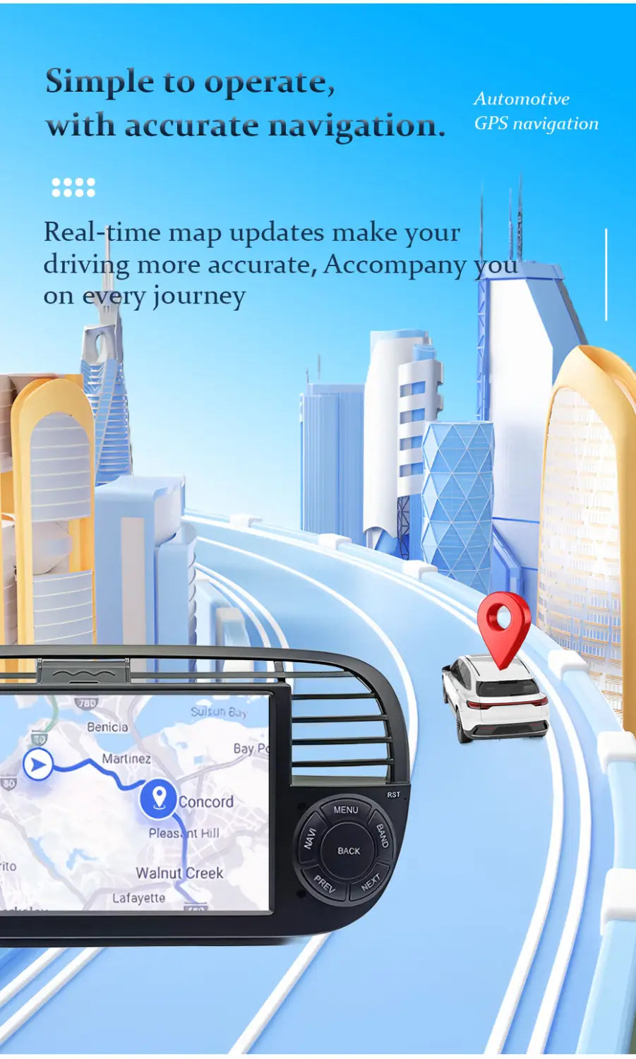 GPS Navigation 7 inch 4G Wifi Car Radio Android 16 for Audi