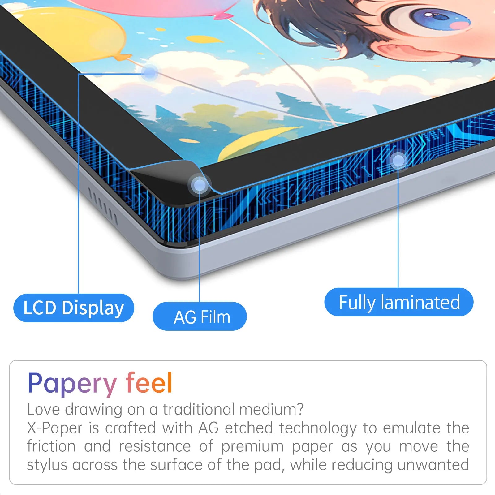 BOSTO BT-101A Portable Graphics Drawing Tablet 10.1 Inch IPS Screen Display with Finger Touch Anti-glare 16384 Pressure