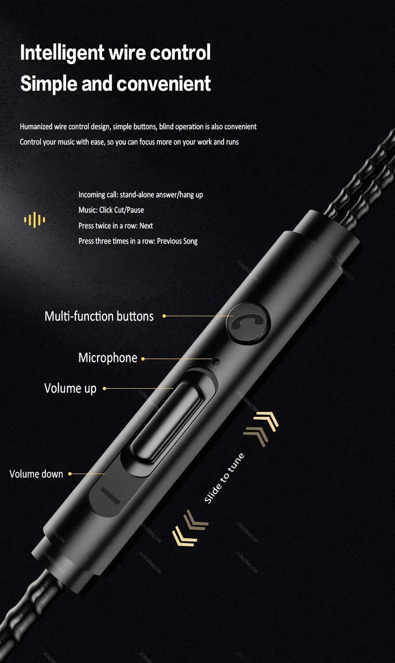 Gamer Wired Headphone Gaming Metal Earphone HiFi Bass Stereo 3.5mm-Pin Headset Noise Cancelling Earbud For Phone