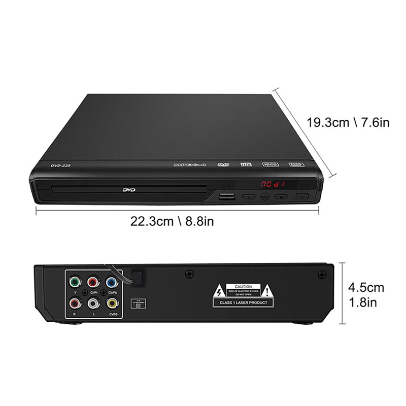 DVD Player High-defination 1080P Home Box For TV All Region Free CD-Discs AV-Output Built-in MIC-port