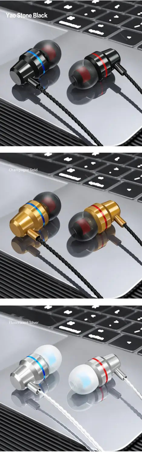 Gamer Wired Headphone Gaming Metal Earphone HiFi Bass Stereo 3.5mm-Pin Headset Noise Cancelling Earbud For Phone