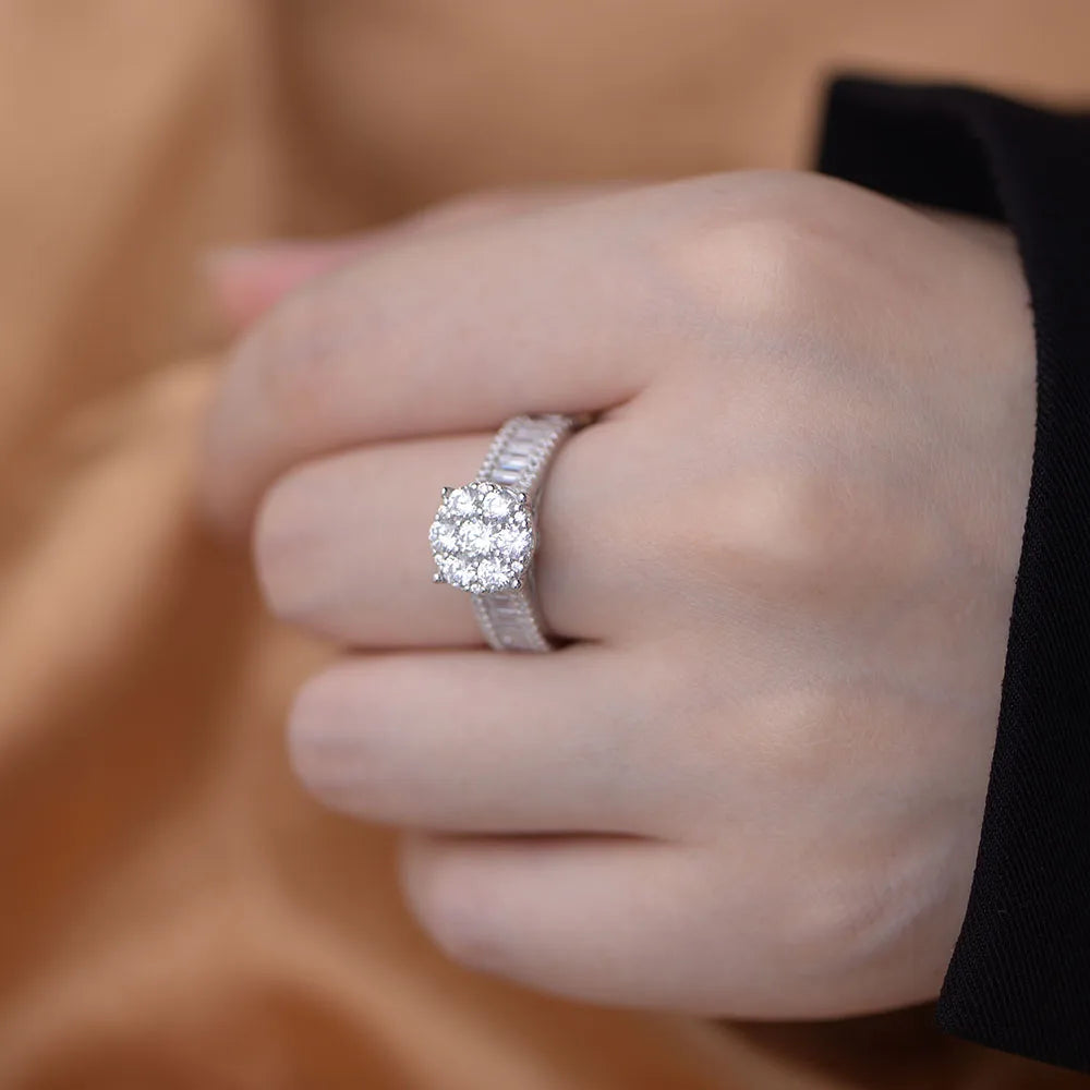 Wedding ring Set 925 silver jewelry wholesale fine Micro Inlaid Zircon Engagement Eternity Band rings women