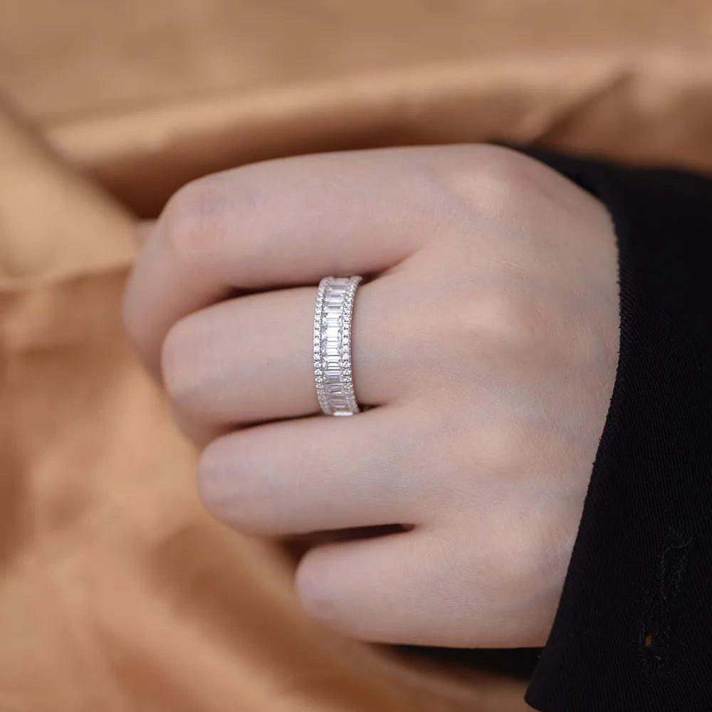 Wedding ring Set 925 silver jewelry wholesale fine Micro Inlaid Zircon Engagement Eternity Band rings women