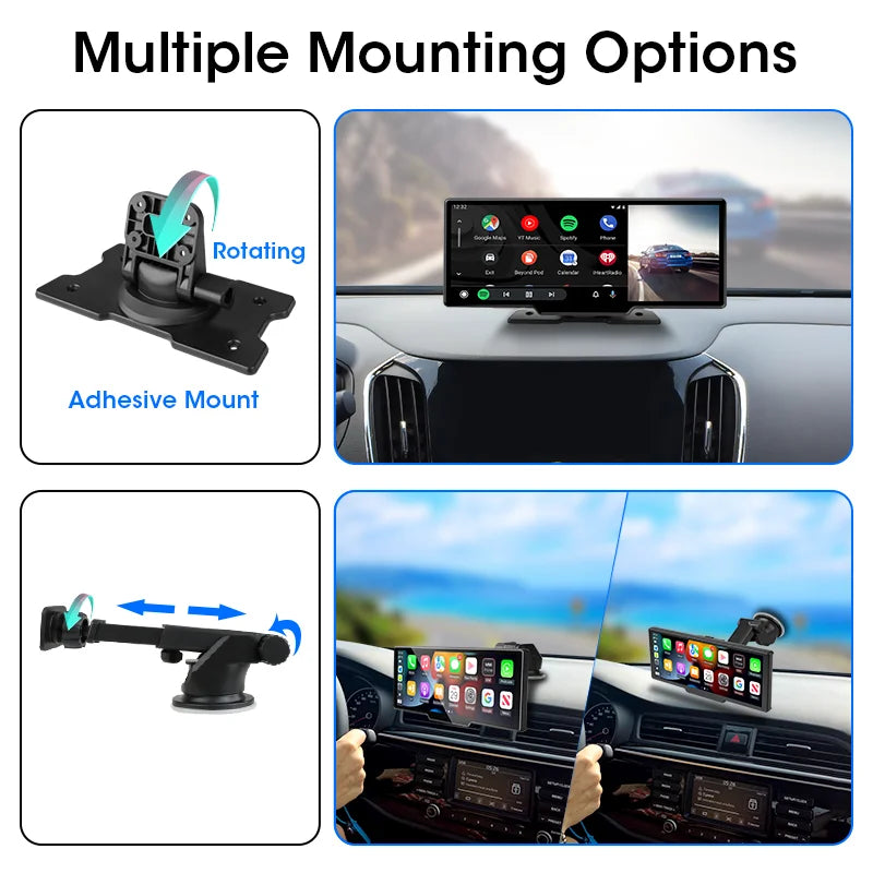 Black rotating suction cup car mount for Carplay Android Auto dash cam