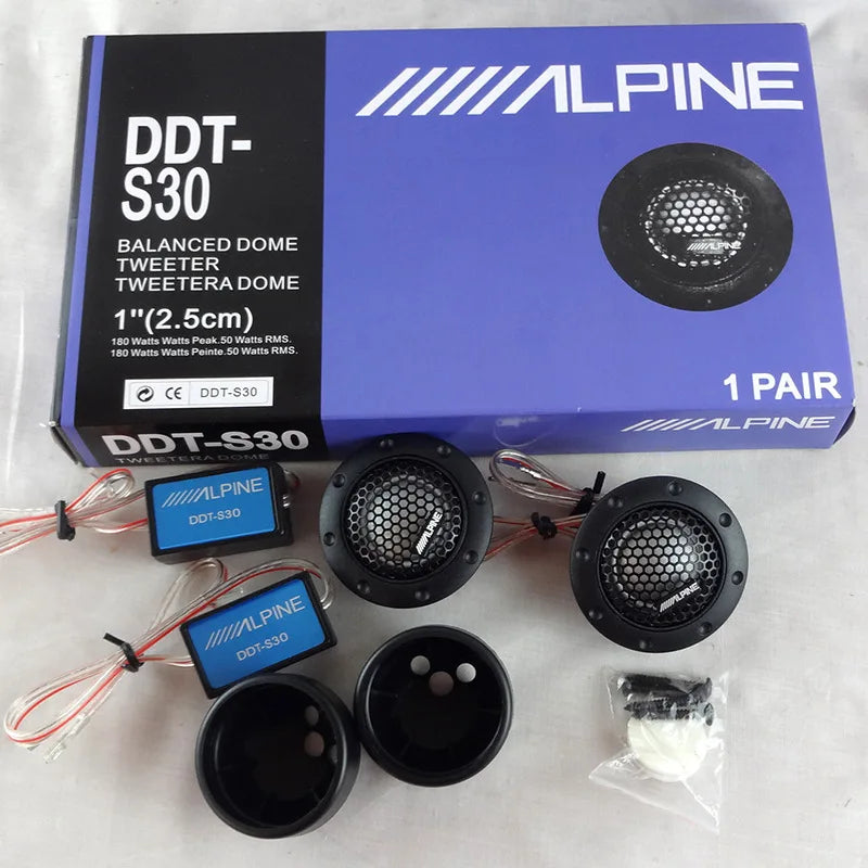 Alpine DDT-S30 1-inch dome balanced car speakers tweeters in black