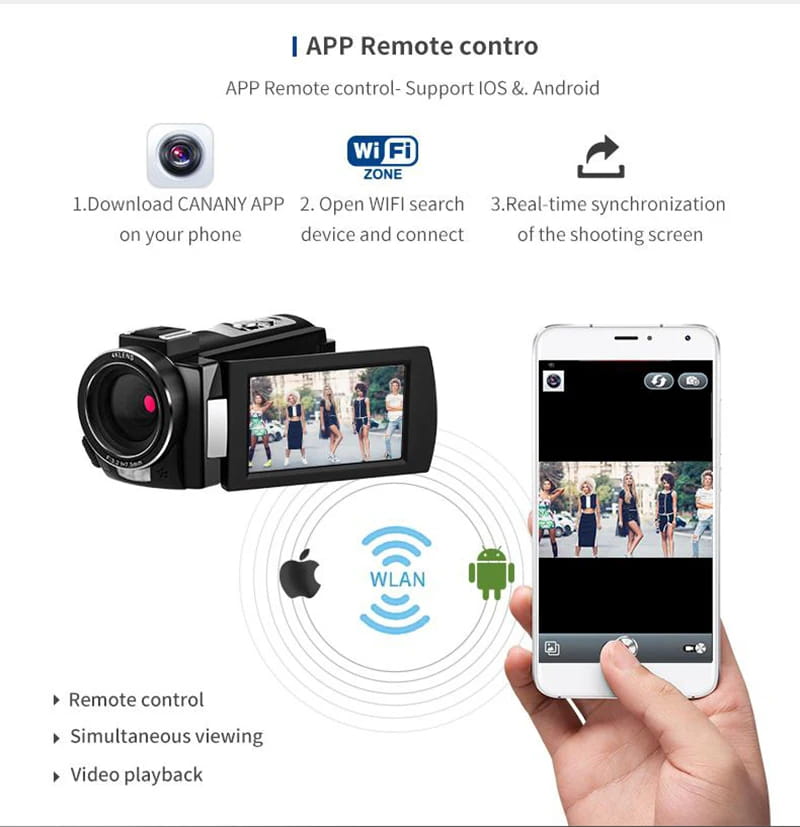 4K Full HD Professional Digital Cameras Camcorder Night Vision WIFI MIC 3.0 Inch Touch Screen Video Camera Support